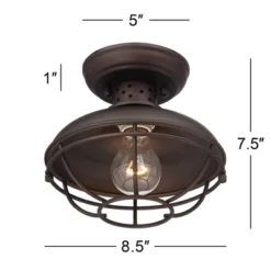 Franklin Iron Works Park Rustic Semi Flush Mount Outdoor Ceiling Light Bronze Caged 7 1/2" For Post Exterior Barn Deck House Porch Yard Patio Home -Famous Lighting Store GUEST 95b7c7f6 b067 4410 a110 1d6c6e74eea0