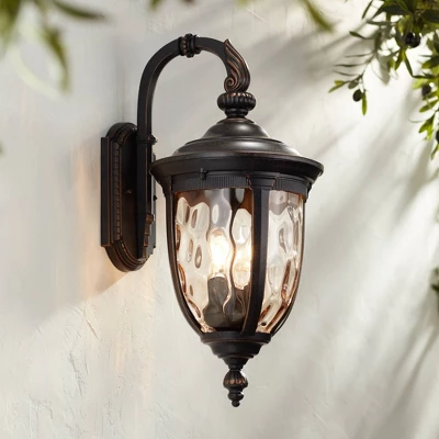 John Timberland Bellagio Vintage Rustic Outdoor Wall Light Fixture Bronze Downbridge 20 1/2" Champagne Hammered Glass For Post Exterior Barn House 1 John Timberland Bellagio Vintage Rustic Outdoor Wall Light Fixture Bronze Downbridge 20 1/2" Champagne Hammered Glass For Post Exterior Barn House