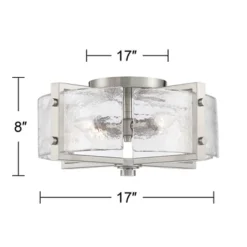 Possini Euro Design Prane Modern Industrial Ceiling Light Semi Flush Mount Fixture 17" Wide Brushed Nickel 4-Light Warped Glass For Bedroom Kitchen -Famous Lighting Store GUEST 968afca0 1c02 432c 9354 62d2a6a517c1