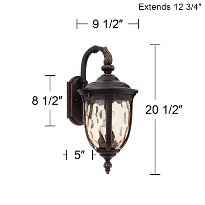 John Timberland Bellagio Vintage Rustic Outdoor Wall Light Fixture Bronze Downbridge 20 1/2" Champagne Hammered Glass For Post Exterior Barn House 5 John Timberland Bellagio Vintage Rustic Outdoor Wall Light Fixture Bronze Downbridge 20 1/2" Champagne Hammered Glass For Post Exterior Barn House - Image 5