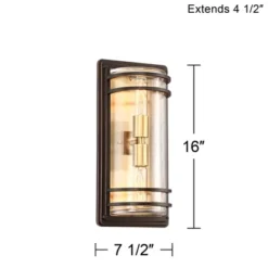 John Timberland Habitat Modern Outdoor Wall Light Fixture Bronze Warm Brass 16" Clear Glass For Post Exterior Barn Deck House Porch Yard Patio Home -Famous Lighting Store GUEST 978ac714 ca73 4385 b6c7 53785b922f1c