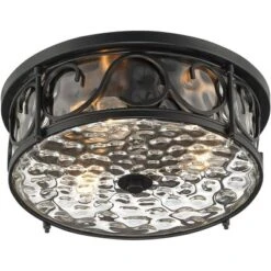 John Timberland Paseo Rustic Industrial Flush Mount Outdoor Ceiling Light Matte Black 6 1/4" Clear Hammered Glass Damp Rated For Post Exterior Barn -Famous Lighting Store GUEST 986b5b7c 106f 426d 831a 5d3c1eee115e
