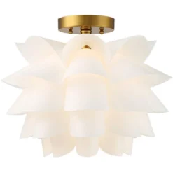 Possini Euro Design Modern Ceiling Light Semi Flush Mount Fixture White Flower Gold Metal 15 3/4" Wide Living Room Bedroom Kitchen -Famous Lighting Store GUEST 9caa153e a2a6 4cbb b7c7 151d401311d5