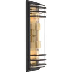 John Timberland Habitat Modern Outdoor Wall Light Fixture Black Brass Metal 21" Clear Glass For Post Exterior Barn Deck House Porch Yard Posts Patio -Famous Lighting Store GUEST 9e60a7bc ea5a 4cdb 838b e653a9d00eb7