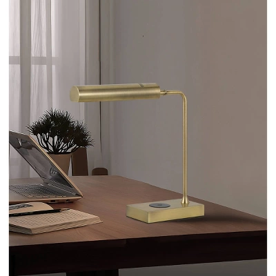 17.5" Metal LED Desk Lamp With Wireless Charging Antique Brass (Includes LED Light Bulb) - Cal Lighting 1 17.5" Metal LED Desk Lamp With Wireless Charging Antique Brass (Includes LED Light Bulb) - Cal Lighting