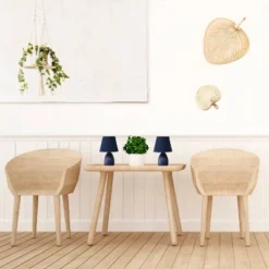 9.45" 2pk Petite Ceramic Oblong Bedside Table Desk Lamps With Matching Tapered Drum Shade Blue - Creekwood Home -Famous Lighting Store GUEST a039df64 f79e 468e a009 89fbcd450565