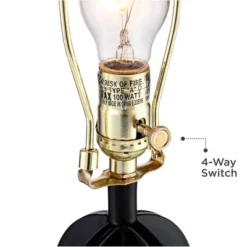 360 Lighting Marcel Industrial Table Lamps 24 1/4" High Set Of 2 Black With USB Port LED Nightlight Burlap Drum Shade For Bedroom Living Room Desk -Famous Lighting Store GUEST a2307e8f 3faf 448c a0fd 7ffba43a7510