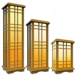 3pk Solar LED Zen Outdoor Lantern Bundle With Amber/White Light - Techko Maid