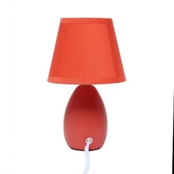9.45" Petite Ceramic Oblong Bedside Table Desk Lamp With Matching Tapered Drum Shade Orange - Creekwood Home -Famous Lighting Store GUEST a3b97f0a f307 497a 919d 6bb40c471255