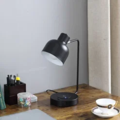 15.25" Vadim Adjustable With Charging USB Port Station Student Task Table Lamp Black - Ore International -Famous Lighting Store GUEST a46a5196 f41d 4cf5 a6e3 41aa0c9b37a3