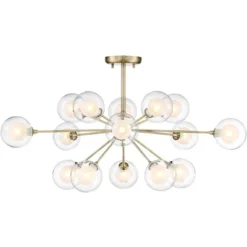 Possini Euro Design Modern Ceiling Light Semi Flush Mount Fixture Sputnik Brass 30 1/2" Wide 15-Light Double Glass Ball Hallway -Famous Lighting Store GUEST a5d5d52f e87f 49d6 be3a b66722eec602