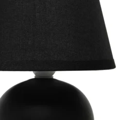 8.66" Petite Ceramic Orb Base Bedside Table Desk Lamp With Matching Tapered Drum Fabric Shade Black - Creekwood Home -Famous Lighting Store GUEST a78a0f0b 1513 4b6b aba8 37faa3e98c0b