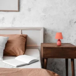 9.45" Petite Ceramic Oblong Bedside Table Desk Lamp With Matching Tapered Drum Shade Orange - Creekwood Home -Famous Lighting Store GUEST aae32aa3 9d6c 4d10 b7b9 fa147e78ceed