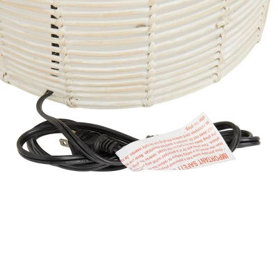 Coastal Rattan Table Lamp With Drum Shade Beige - Olivia & May 2 Coastal Rattan Table Lamp With Drum Shade Beige - Olivia & May - Image 2