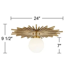 Possini Euro Design Hazel Modern Ceiling Light Semi Flush Mount Fixture 24" Wide Warm Brass White Globe Shade For Bedroom Kitchen Living Room Hallway -Famous Lighting Store GUEST abd1820f 6891 4ab0 a543 8a21515dfd36