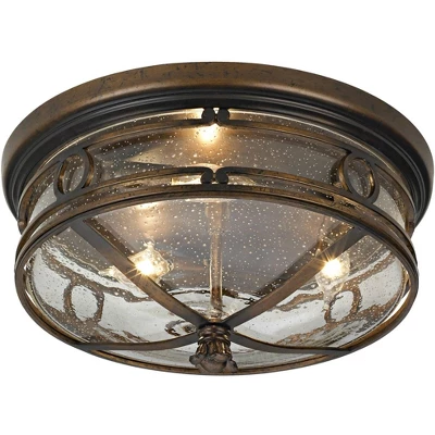 John Timberland Beverly Drive Rustic Flush Mount Outdoor Ceiling Light Bronze 7" Clear Seedy Glass For Post Exterior Barn Deck House Porch Yard Patio 4 John Timberland Beverly Drive Rustic Flush Mount Outdoor Ceiling Light Bronze 7" Clear Seedy Glass For Post Exterior Barn Deck House Porch Yard Patio - Image 4