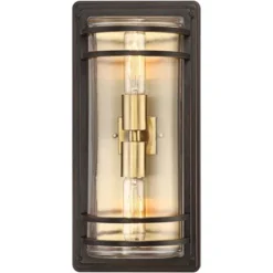 John Timberland Habitat Modern Outdoor Wall Light Fixture Bronze Warm Brass 16" Clear Glass For Post Exterior Barn Deck House Porch Yard Patio Home -Famous Lighting Store GUEST b00b08a9 d0e7 4c9e b16f 806ceb1be72c