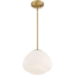 Possini Euro Design Orilla Brass Mini Pendant Light 11 3/4" Wide Mid Century Modern White Opal Glass Shade For Dining Room House Foyer Kitchen Island -Famous Lighting Store GUEST b30bd1e8 35ac 46e4 afe7 4dbfc3645d7c