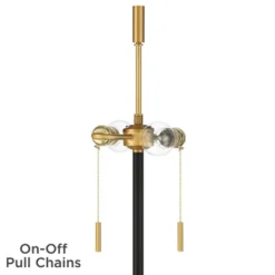 Possini Euro Design Roxie Modern Floor Lamp With Riser 65 1/2" Tall Brass Black Metal Sheer Linen Double Drum Shade For Living Room Bedroom Office -Famous Lighting Store GUEST b5c07179 5767 4f85 8a6f b0163d6075eb