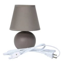 8.66" Petite Ceramic Orb Base Bedside Table Desk Lamp With Matching Tapered Drum Fabric Shade Gray - Creekwood Home -Famous Lighting Store GUEST b8964816 2a0c 4ae1 921e 36aa713092c5