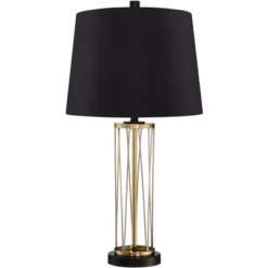 360 Lighting Nathan Modern Table Lamps 25 1/2" High Set Of 2 Gold Metal With USB Charging Ports Black Drum Shade For Bedroom Living Room Home Desk -Famous Lighting Store GUEST ba6cd160 dc05 4eb7 8f97 a7d10a56349a