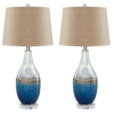 Set Of 2 Johanna Table Lamps Blue/Clear - Signature Design By Ashley 2 Set Of 2 Johanna Table Lamps Blue/Clear - Signature Design By Ashley - Image 2