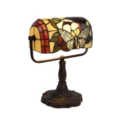 Tiffany Style Bankers Lamp With Butterfly Design (Includes LED Light Bulb) - Trademark Global -Famous Lighting Store GUEST bc470588 9771 456a 9a17 3bea439a655c