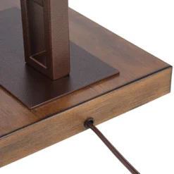 Franklin Iron Works Rustic Farmhouse Arc Floor Lamp With USB Port 60" Tall Bronze Downbridge Faux Leather Empire Shade For Living Room Reading Bedroom -Famous Lighting Store GUEST bd427d4b aa45 408b b344 b6eabc36e0dc