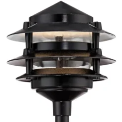 John Timberland Three-Tier Pagoda 11" High Black LED Path Lights Set Of 2