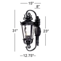 John Timberland Casa Marseille Vintage Rustic Outdoor Wall Light Fixture Textured Black Scroll 31" Clear Hammered Glass For Post Exterior Barn Deck -Famous Lighting Store GUEST bd79773f d193 4d81 bdfa 7996fd7bfbee