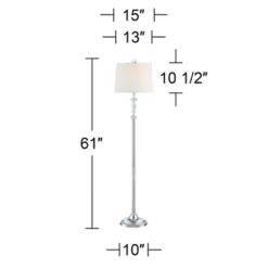 360 Lighting Montrose Modern Floor Lamps 61" Tall Set Of 2 Polished Steel Crystal Glass White Fabric Drum Shade For Living Room Bedroom Office House -Famous Lighting Store GUEST bda5a96c 667b 4fd7 9d71 768207758958