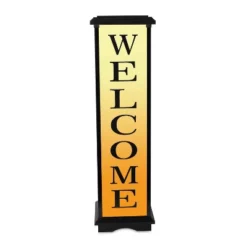 Techko Maid LED Solar 33.3" Welcome Home Large Decorative Outdoor Lantern Off-White/Yellow