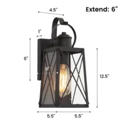 12.5" Metal/Glass "X" Outdoor Wall Lamp Black - LNC -Famous Lighting Store GUEST c0e6eb1e a751 4ff5 8e5c 266dc55d9306
