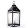 Techko Maid Metallic Black LED Solar 12.88" Outdoor Portable Decorative Lantern Clear