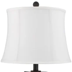 Franklin Iron Works Kacey Modern Table Lamps 25 1/4" High Set Of 2 Dark Metal With USB Charging Port Nightlight LED White Softback Shade For Home Desk -Famous Lighting Store GUEST c320d6c3 53ee 4f1b 81ab 51877489923d