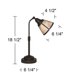 Regency Hill Malta Rustic Farmhouse Desk Lamp 18 1/2" High Satin Bronze Metal Adjustable Blond Mica Shade For Bedroom Living Room Bedside Nightstand -Famous Lighting Store GUEST c5ce0921 7ab3 4ede b0eb 9257e82bf71c