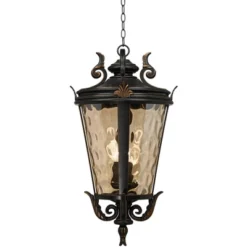 John Timberland Casa Marseille Vintage Rustic Outdoor Hanging Light Veranda Bronze 30" Champagne Hammered Glass Damp Rated For Post Exterior Barn -Famous Lighting Store GUEST c8f9ad56 df61 4d15 88b0 441b18624572