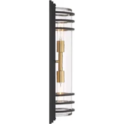 John Timberland Habitat Modern Outdoor Wall Light Fixture Black Brass Metal 21" Clear Glass For Post Exterior Barn Deck House Porch Yard Posts Patio -Famous Lighting Store GUEST ca022d7b 0a31 47f0 89fb ee8cd5e867ee