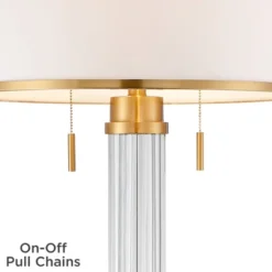 Possini Euro Design Cadence Modern Floor Lamp Standing 62" Tall Crystal Glass Column Satin Brass Linen Drum Shade For Living Room Bedroom Office House -Famous Lighting Store GUEST ca16b7ce 07a6 4449 89e6 d12a22ac27f0