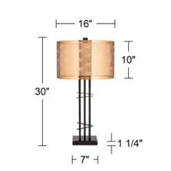 Possini Euro Design Deborah Modern Mid Century Table Lamp 30" Tall Black With USB Charging Port Gold Metal Double Drum Shades For Living Room Desk 15 Possini Euro Design Deborah Modern Mid Century Table Lamp 30" Tall Black With USB Charging Port Gold Metal Double Drum Shades For Living Room Desk -Famous Lighting Store GUEST ccb51444 3a3d 47f9 8b7a 4949629a99e7