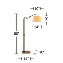 Franklin Iron Works Tahoe Rustic Industrial Downbridge Arc Floor Lamp 60" Tall Bronze Metal Faux Leather Empire Shade For Living Room Reading Bedroom -Famous Lighting Store GUEST cdcb0041 14d4 4985 b75a b2028eeb3b00
