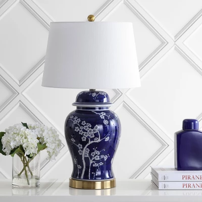 29.5" Ceramic Gracie Ginger Jar Table Lamp (Includes LED Light Bulb) Blue - JONATHAN Y 2 29.5" Ceramic Gracie Ginger Jar Table Lamp (Includes LED Light Bulb) Blue - JONATHAN Y - Image 2