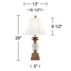 Regency Hill Kona Tropical Table Lamps 26" High Set Of 2 Bronzed Brass Glass With USB Charging Port White Fabric Bell For Bedroom Living Room Desk -Famous Lighting Store GUEST ced1380b bd92 4388 80e6 2aaa98471a00