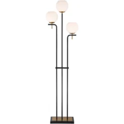 Possini Euro Design Acadia Modern Floor Lamp 71" Tall Black Warm Gold Metal 3 Light Frosted White Glass Globe Shade For Living Room Bedroom Office -Famous Lighting Store GUEST cfab7d06 4c65 4d16 b0f9 c50535035577