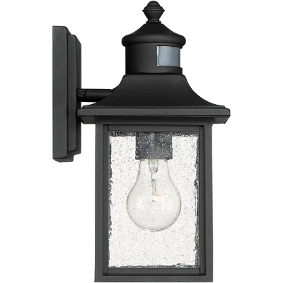 John Timberland Moray Bay Mission Outdoor Wall Light Fixture Black Motion Sensor Dusk To Dawn 11 1/2" Seedy Glass For Post Exterior Barn Deck House 6 John Timberland Moray Bay Mission Outdoor Wall Light Fixture Black Motion Sensor Dusk To Dawn 11 1/2" Seedy Glass For Post Exterior Barn Deck House - Image 6