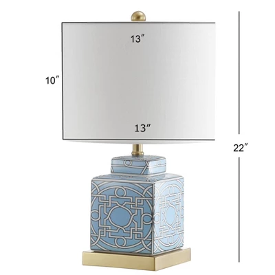 22" Ceramic/Metal Catherine Ginger Jar Table Lamp (Includes LED Light Bulb) Blue - JONATHAN Y 3 22" Ceramic/Metal Catherine Ginger Jar Table Lamp (Includes LED Light Bulb) Blue - JONATHAN Y - Image 3