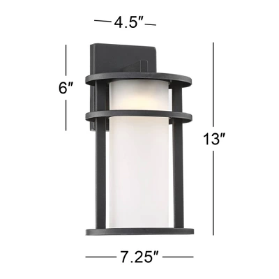 John Timberland Aline Modern Outdoor Wall Light Fixtures Set Of 2 Black Metal LED 13" White Frosted Glass For Post Exterior Barn Deck 6 John Timberland Aline Modern Outdoor Wall Light Fixtures Set Of 2 Black Metal LED 13" White Frosted Glass For Post Exterior Barn Deck - Image 6