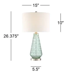 360 Lighting Julia 26 3/8" Tall Modern Coastal Table Lamps Set Of 2 Seafoam Green Glass Living Room Bedroom Bedside Nightstand House Off-White Shade -Famous Lighting Store GUEST d4284e90 1077 4b81 bf04 0bf61fecb778