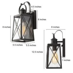 12.5" Metal/Glass "X" Outdoor Wall Lamp Black - LNC -Famous Lighting Store GUEST d45354dd 4a37 47ee b6bb 858104baeb87