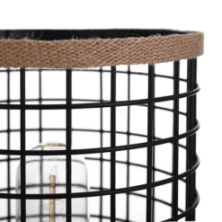 20" Metal Table Lamp With Caged Shade Black/Natural - StyleCraft -Famous Lighting Store GUEST d59e7546 69b1 44d5 965e acecd349df23